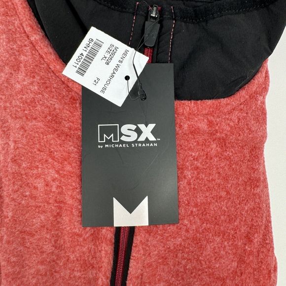MSX by Michael Strahan 1/4 Zip Lightweight Fleece Red Black NWT Size XL - Picture 5 of 9